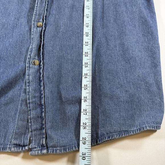 Vintage Wrangler Workwear Western Chambray Denim Oversized Shirt - Blue Mns M - Picture 8 of 9